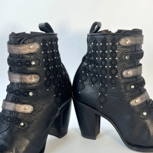 Cuadra Women Western Boots Black Leather Ankle Booties Size MEX25.5 US7.5 - Picture 5 of 13
